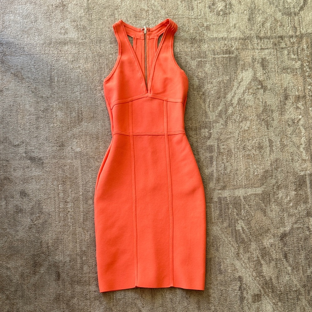 BCBGMaxAzria Vibrant Orange Backless Dress
